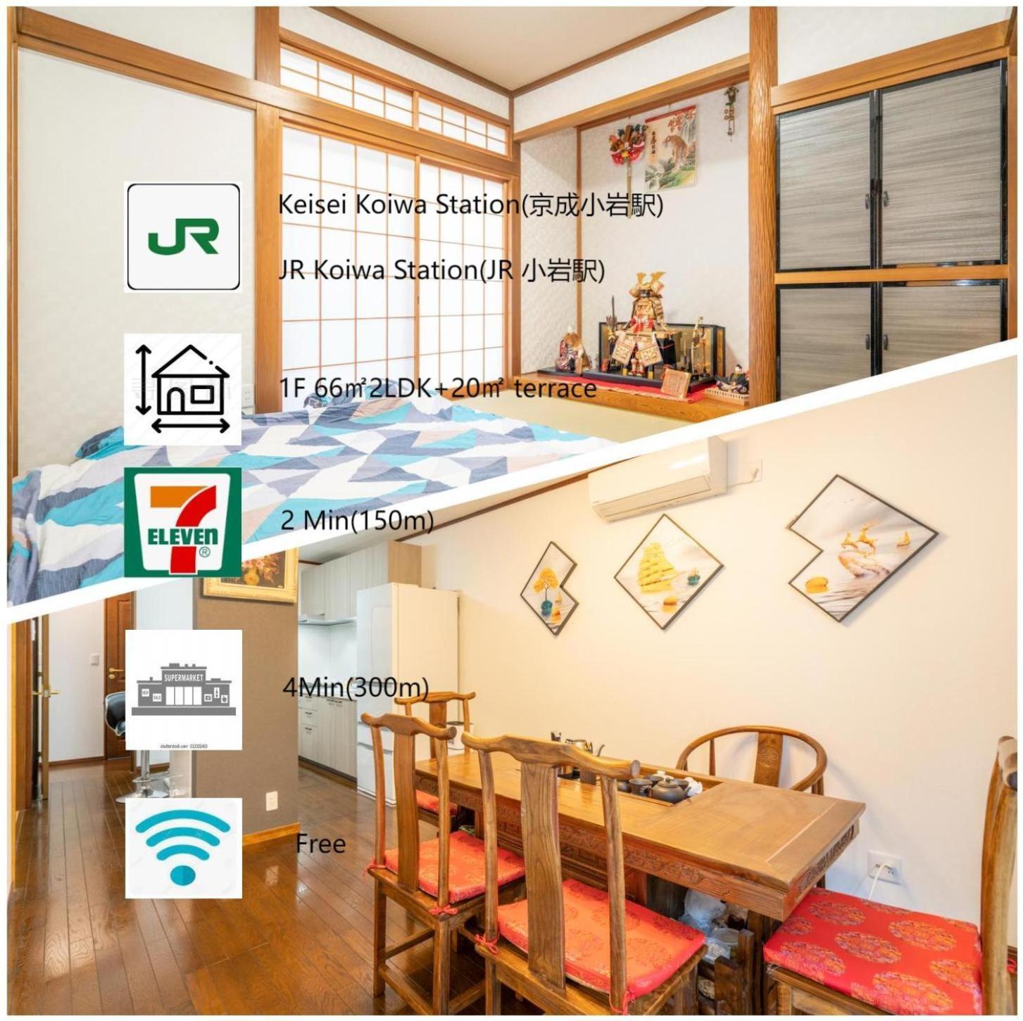 Jr 66Sqm 1F Family Suite 2Ldk Jr Koiwa-Keisei Koiwa-Asakusa-Oshiage-Shinjuku-Ueno Tokio Zewnętrze zdjęcie